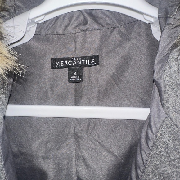 J. Crew‎ Mercantile Heather Gray Vail Wool-Blend Hooded Parka Coat size 4 - Picture 6 of 9